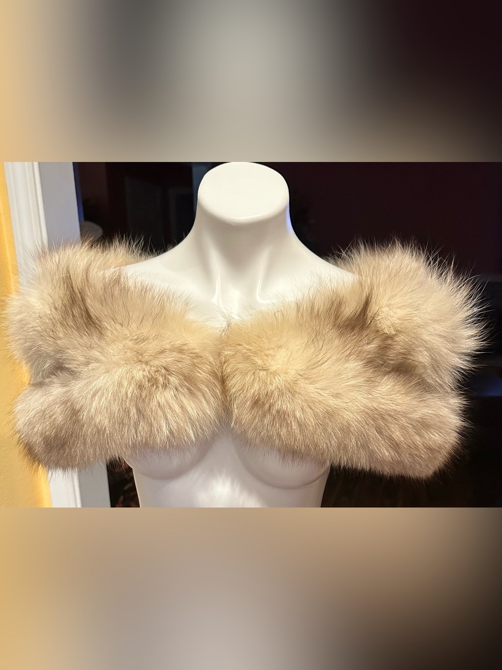 Vintage Saga Norwegian Blue Fox Fur Collar
Stole Shawl Wrap  38in